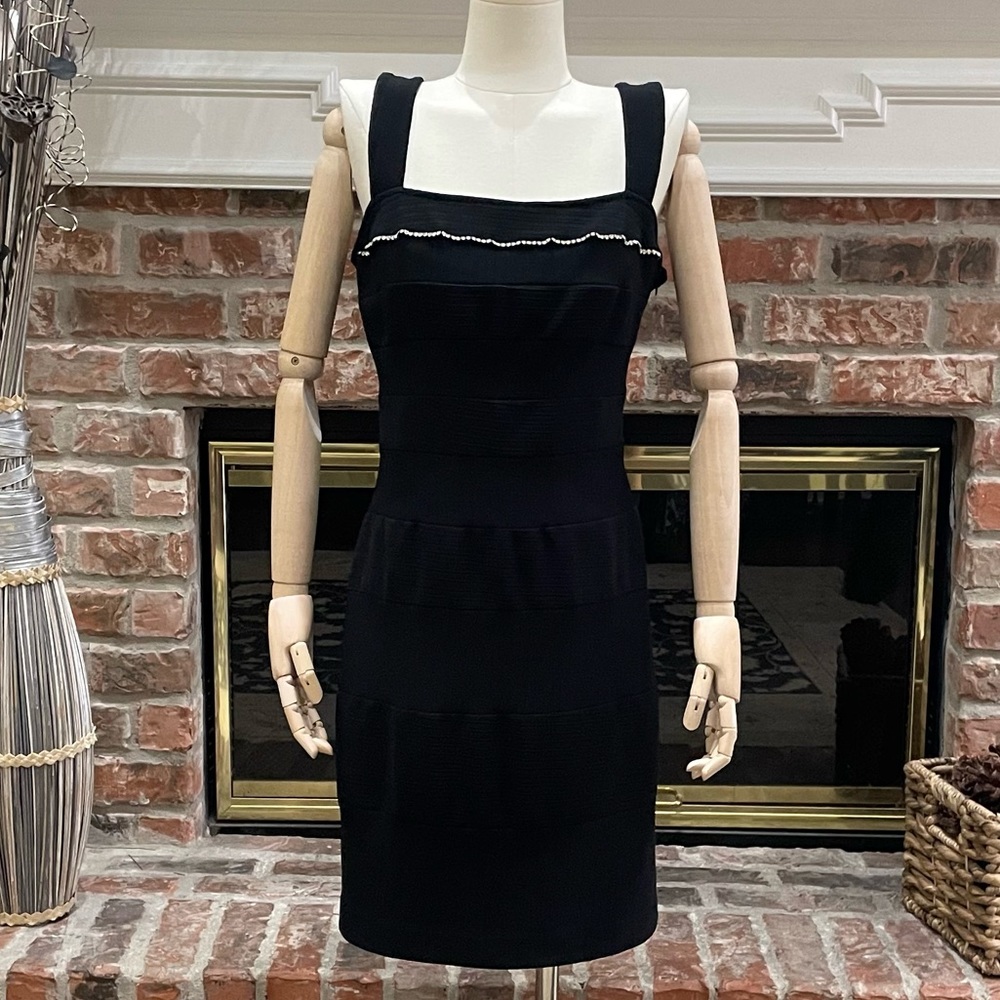 Vintage 1990s JS Collection little black midi dress / 8 / Excellent condition